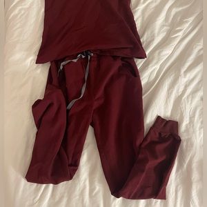 FIGS Burgundy Zamora high waisted joggers XS